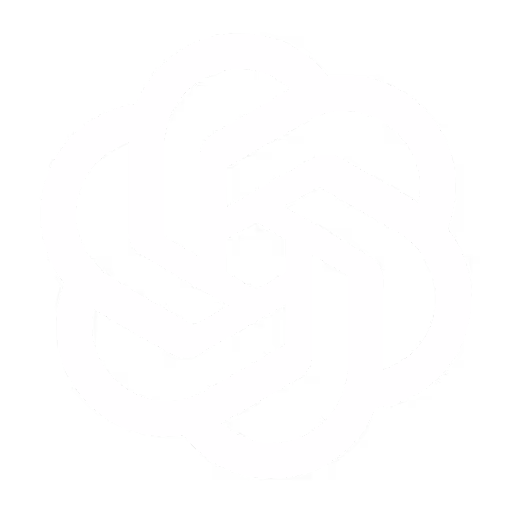 White intertwined hexagon-shaped pattern forming a symmetrical, abstract flower-like logo on black.